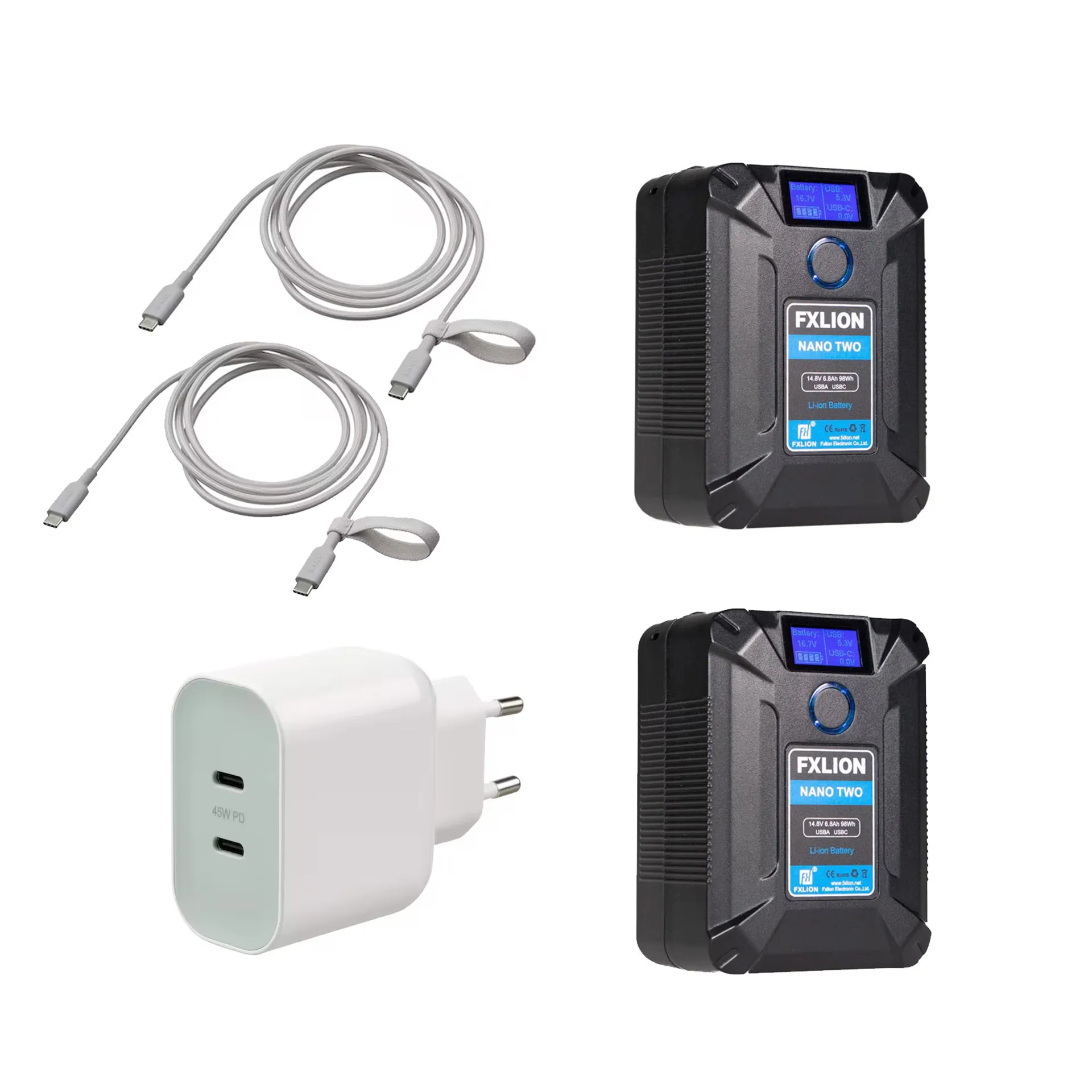 2x FXLion Nano Two 98wh Micro V-Mount Set