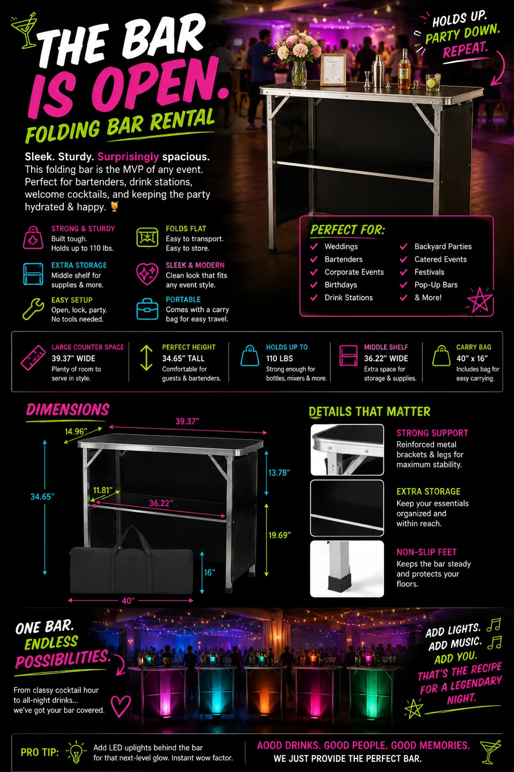 Black Portable Bar