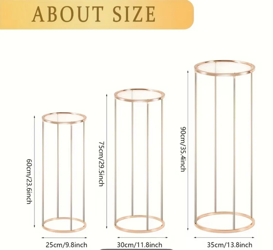 “Cue The Romance” Collection  Gold Cylinder Display Stands
