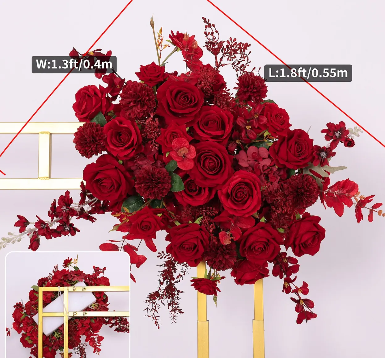 Luxury Red Floral Pieces - Various shapes and sizes available