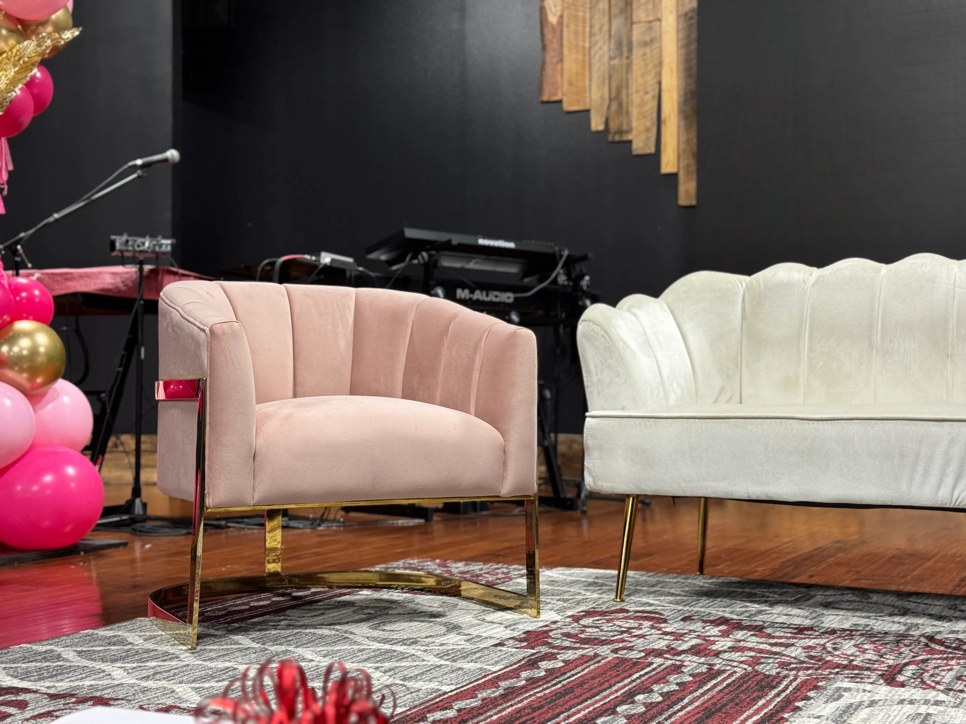 Clara & Kara | Pink Barrel Chairs