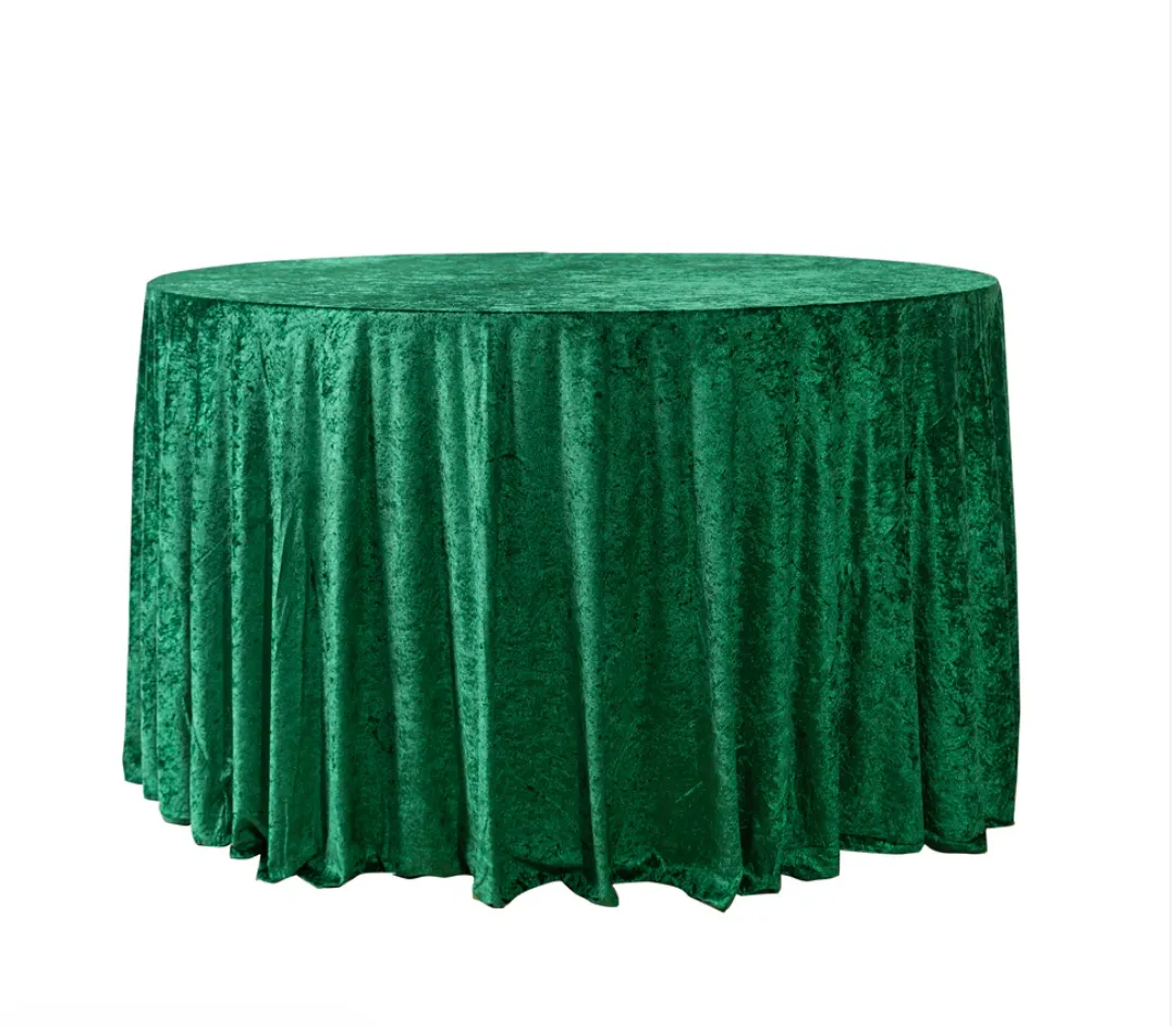 Velvet Emerald Green table cloth- 132"