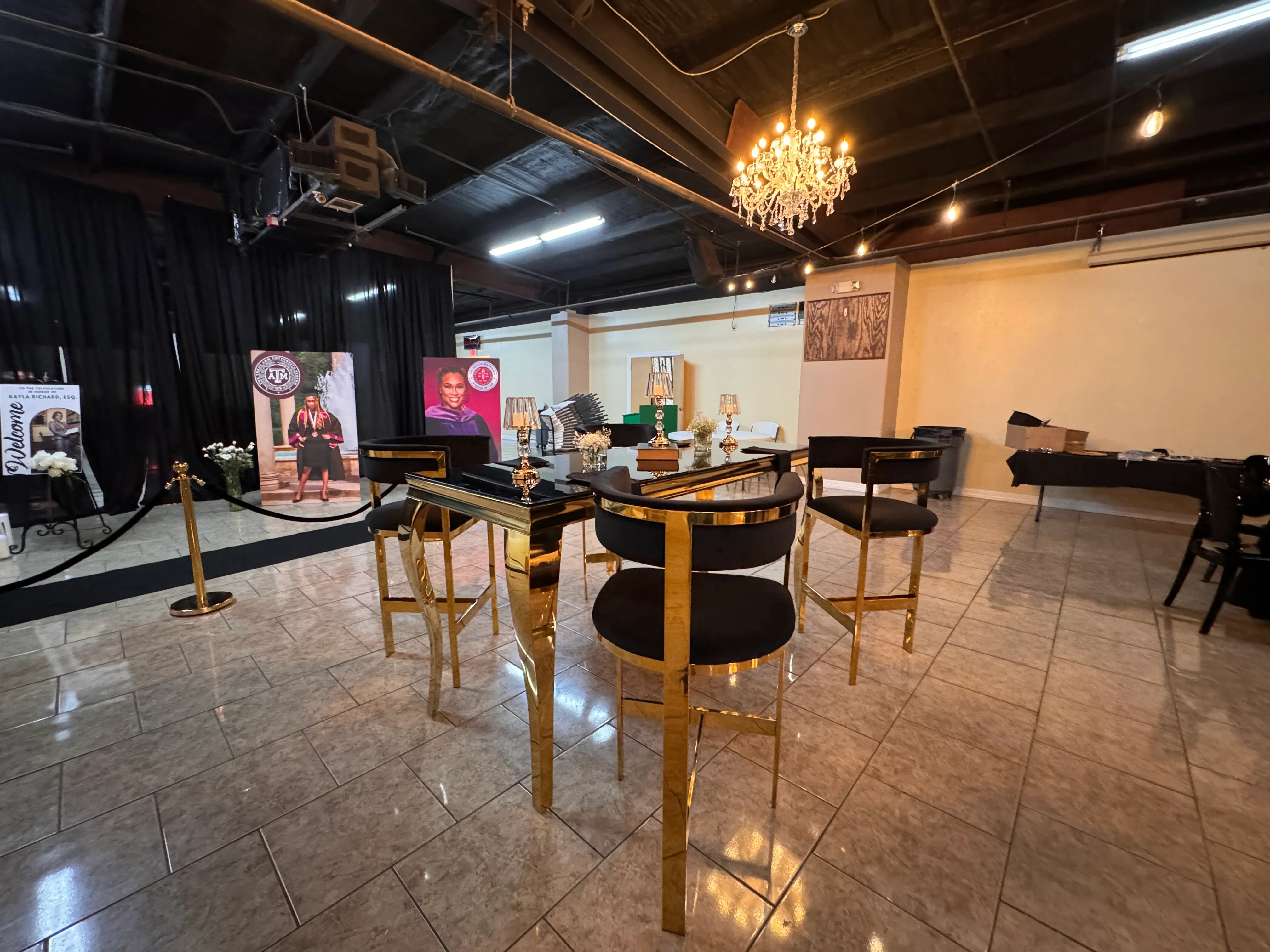 Black/Gold Velvet Bar Chair