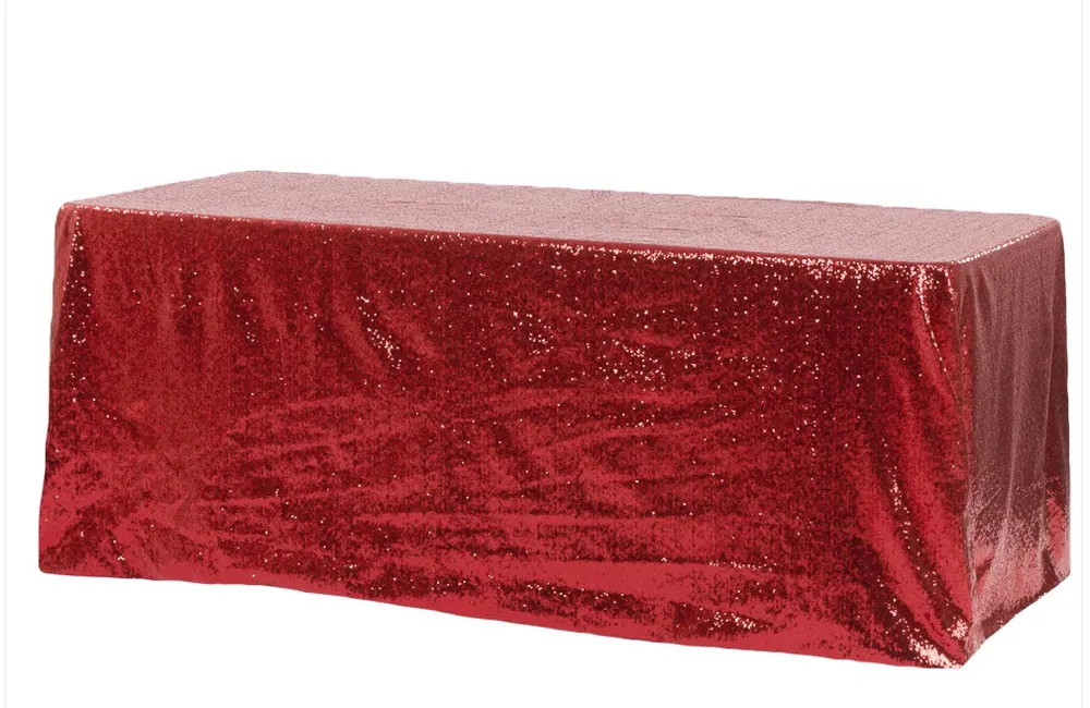 Glitz Sequin 90"x156" Rectangular Tablecloth - Apple Red