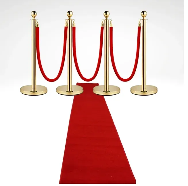 40FT Red Carpet w/4PCS Gold Stanchion Posts