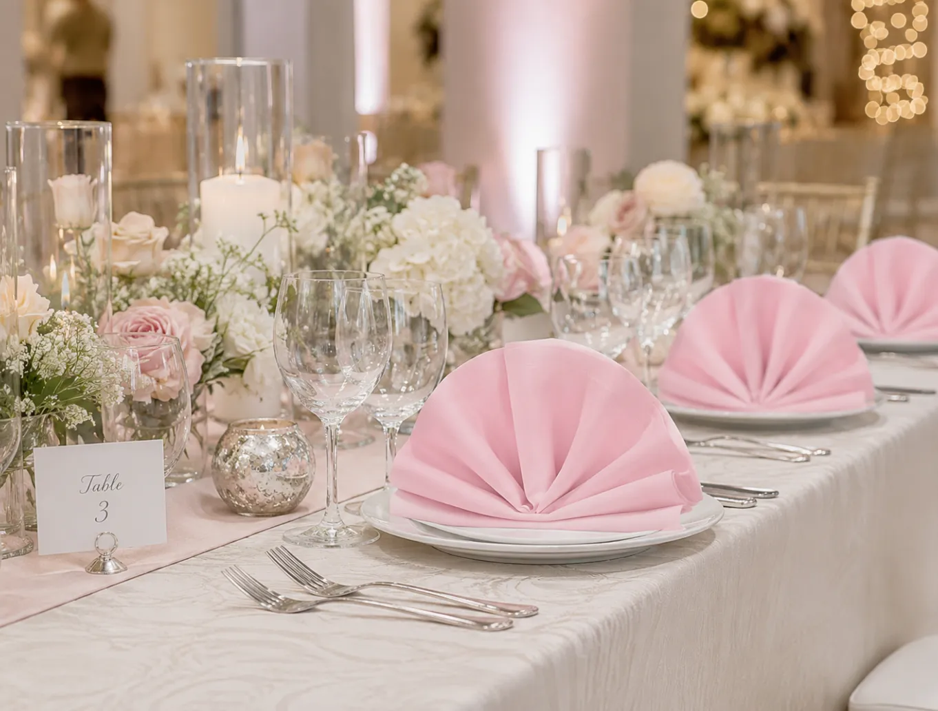 PINK DINING NAPKINS- 17X17