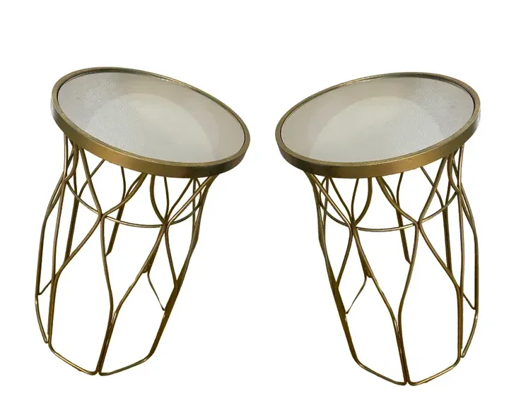 Oblong Mirror Gold Drums (2)