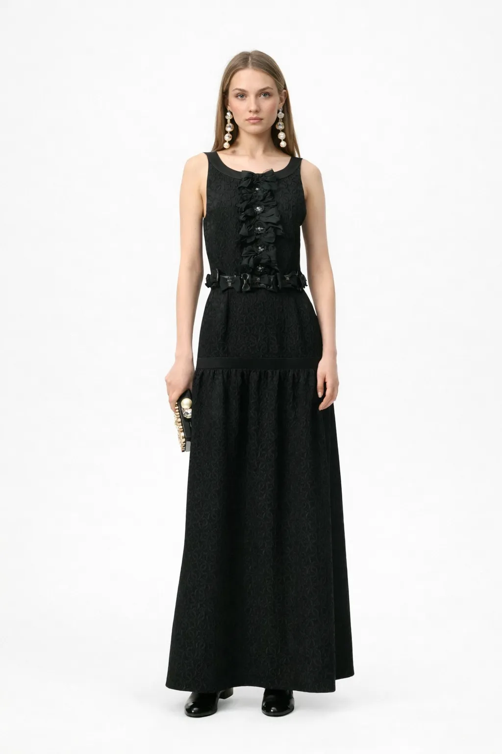 Chanel Black Floral Maxi Dress