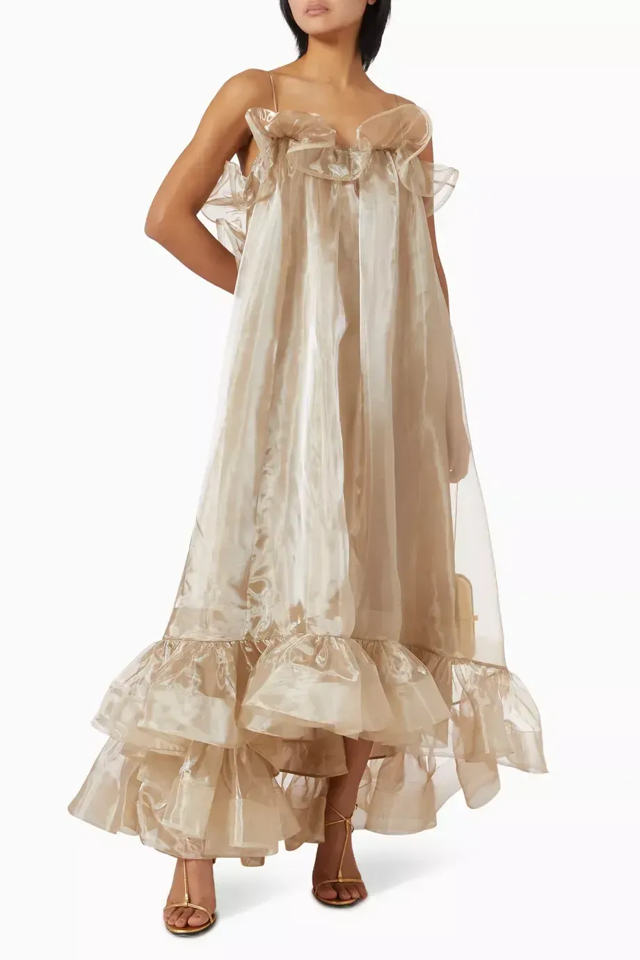 Zimmerman Sheer Tan Ruffle Maxi