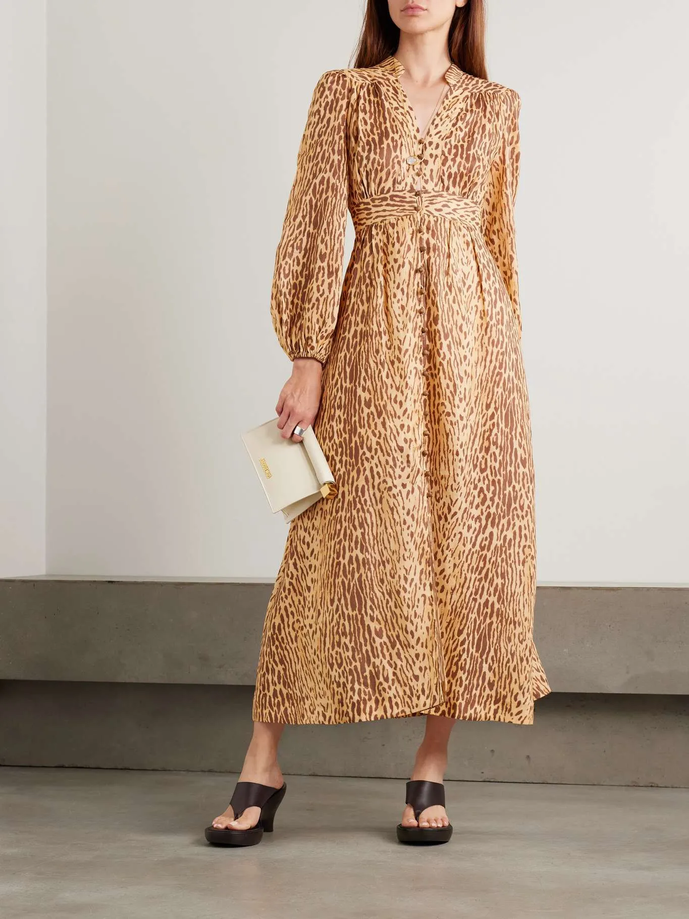 Zimmermann Cascadian Leopard Linen Maxi Dress
