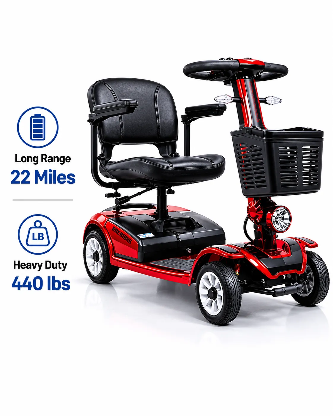 Scooters Heavy Duty ECV -  Long Range 22 Miles – 440 lbs capacity
