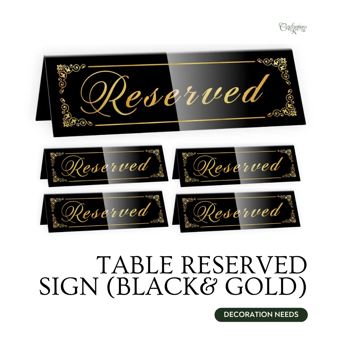 Table Reserved Sign Black and Gold
