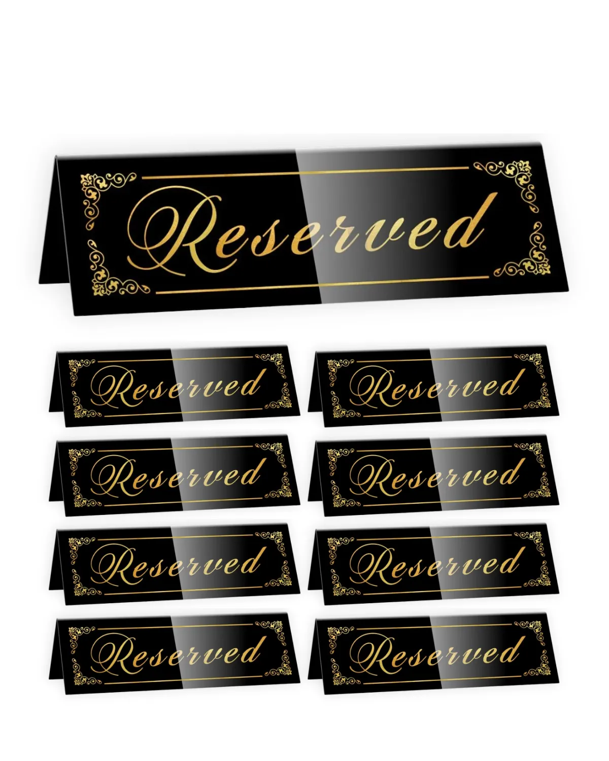 Table Reserved Sign Black and Gold