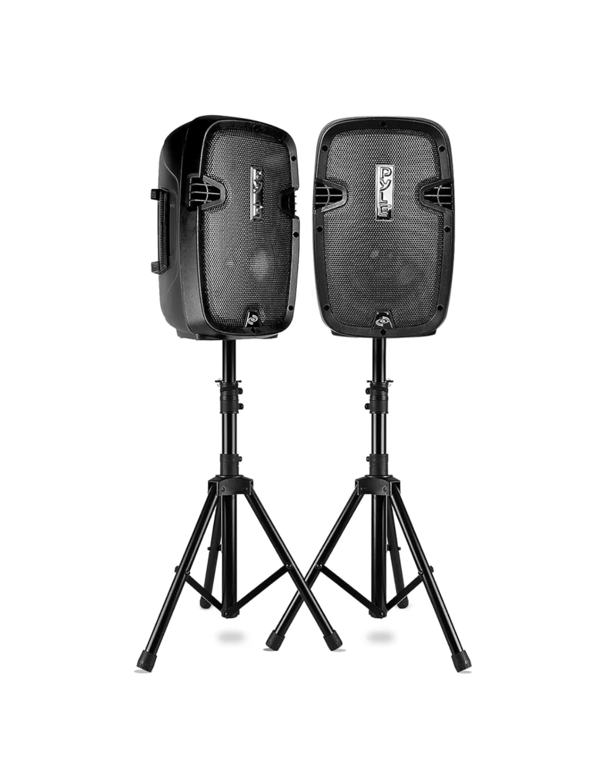 PA System Pyle Wireless Portable PA system - 1000W High Powered Bluetooth Compatible Active + Passive Pair Outdoor Sound Speakers w/ USB SD MP3 AUX - 35mm Mount, 2 Stand, Microphone, Remote 