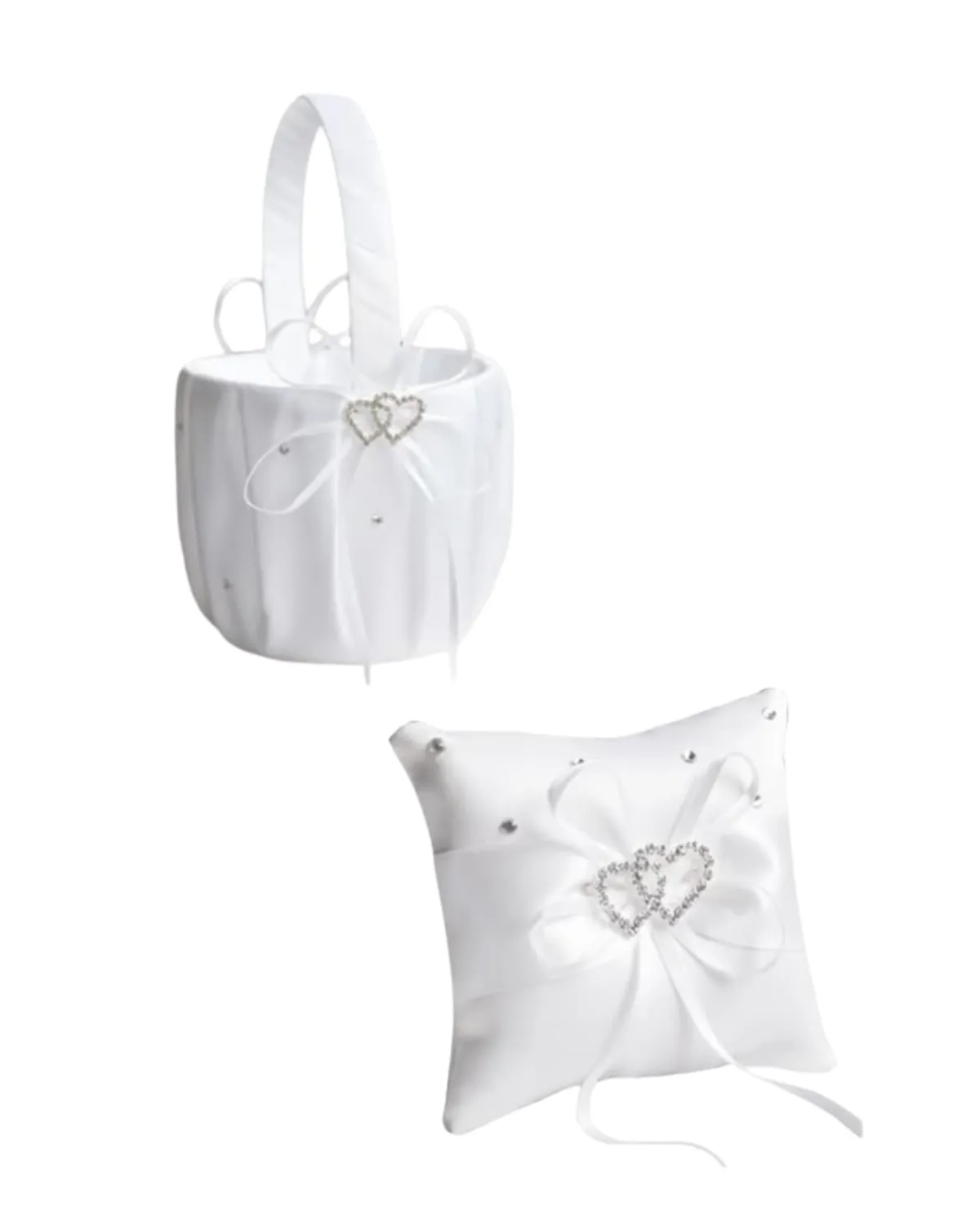 White Ring Bearer Pillow and Flower Girl Basket