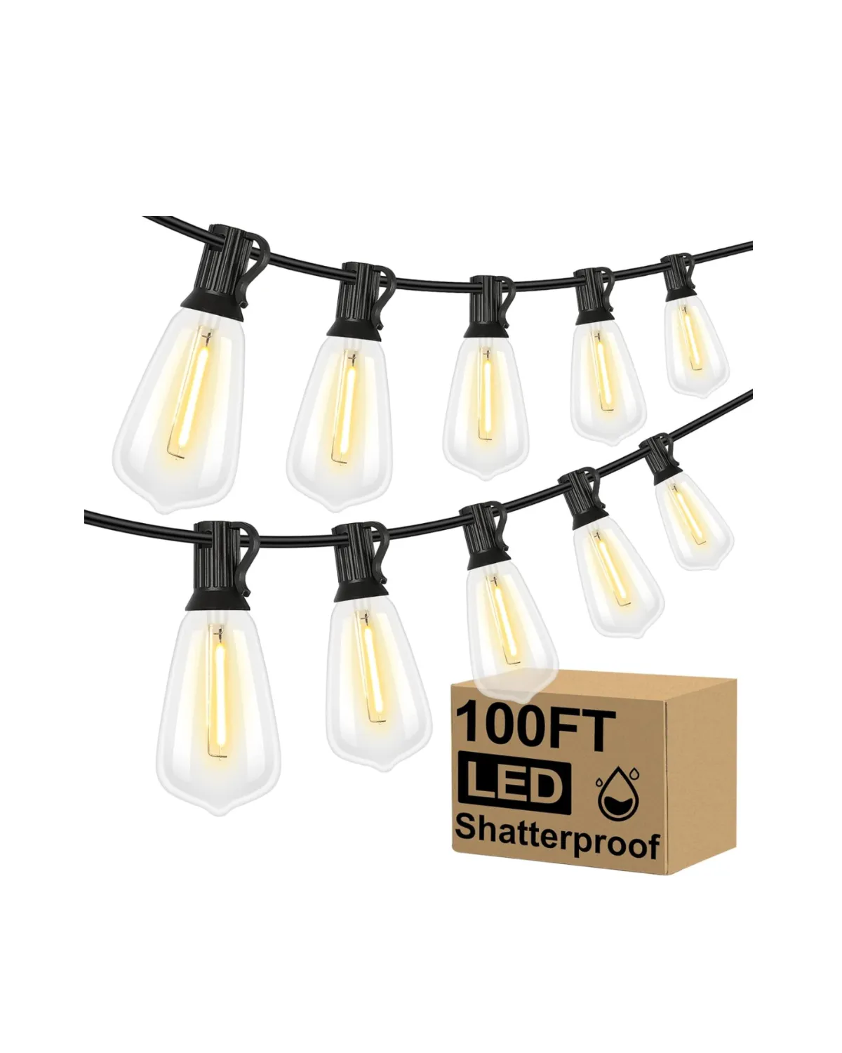 100 Ft LEF Shatter Proof String Lights w/ Bulbs