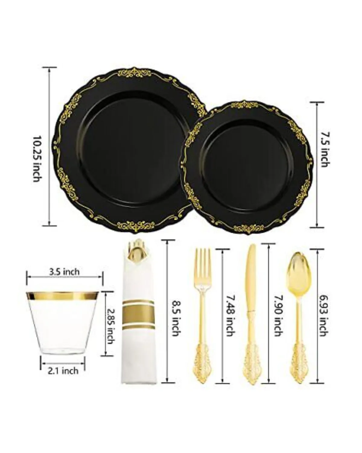 Black Charger Plates 13" & 7"