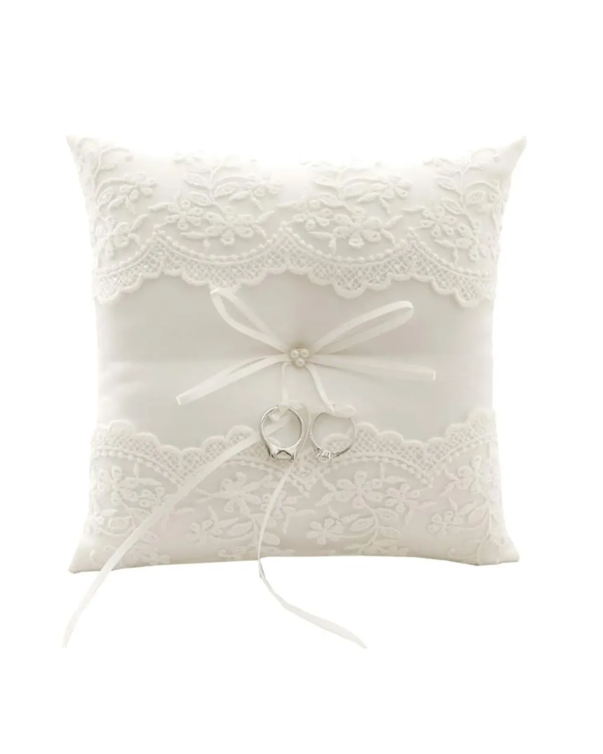 White Ring Bearer Pillow 