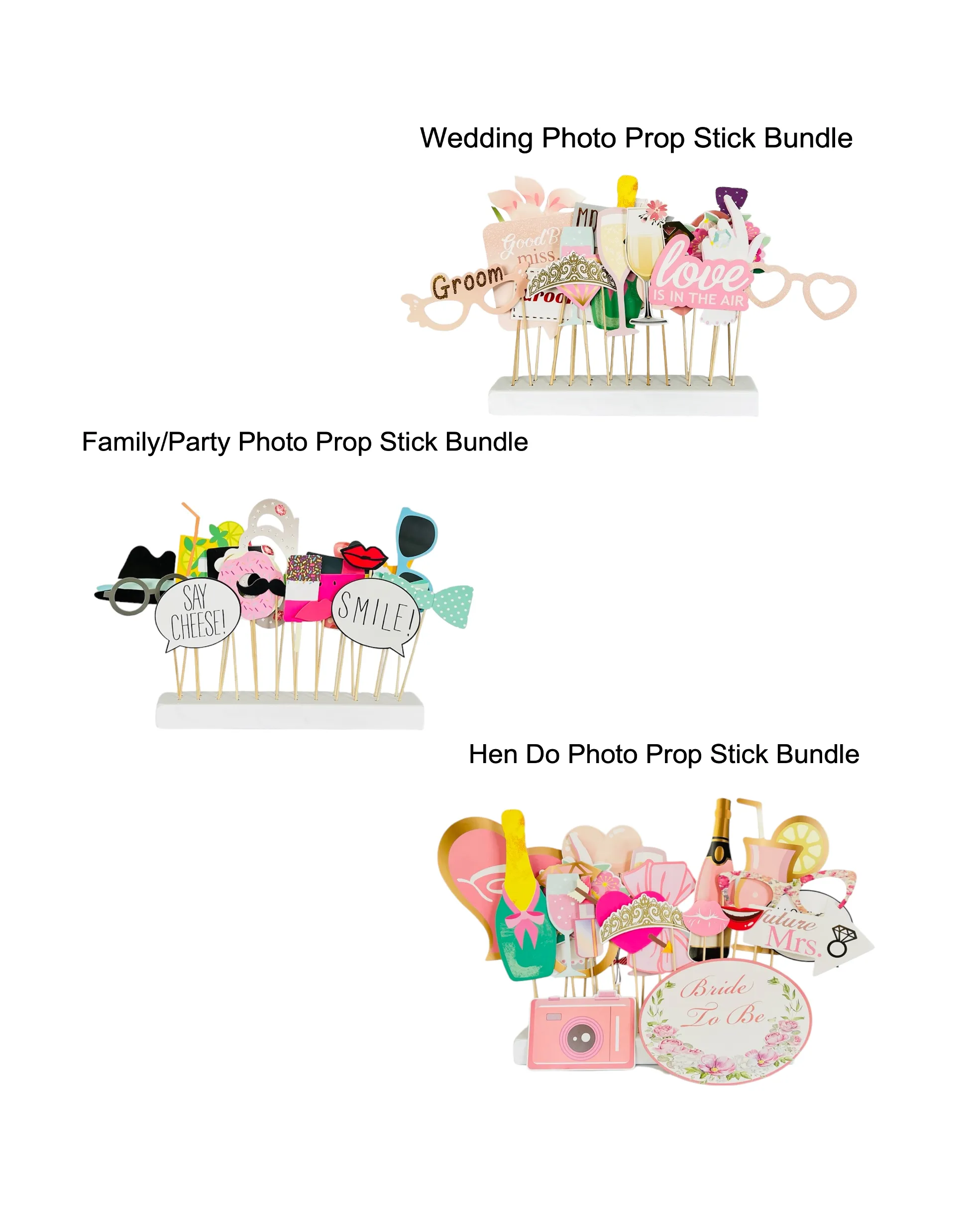 Photo Stick Props On Holder & Wooden Stand