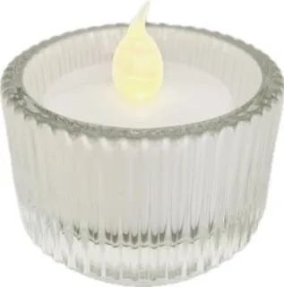 Tea-Light CandleHolder, Glass, Ridged