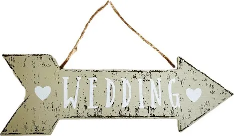 Wedding Arrow, Cream And White Heart Hanging Sign