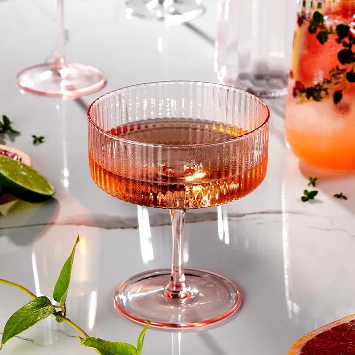 Ribbed Cocktail Glass - Blush