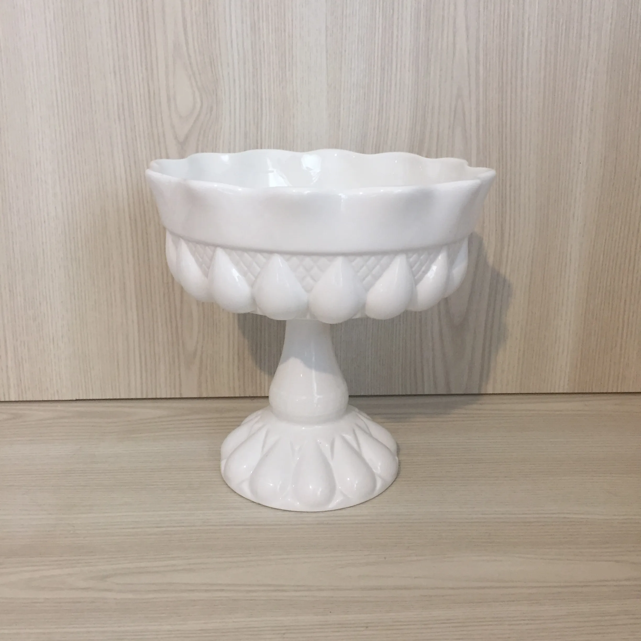 Round Pedestal Bowl - White