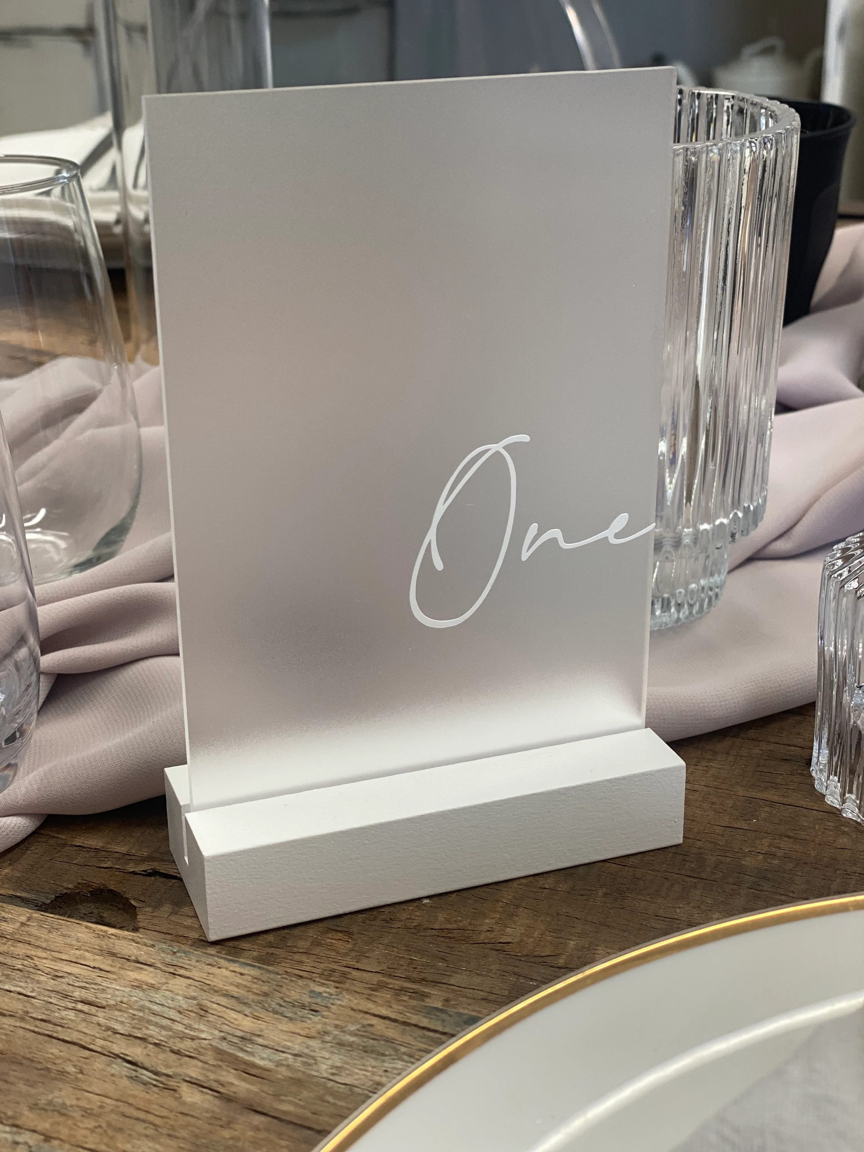 Skye Acrylic Table Numbers 4x6" - Frosted/White