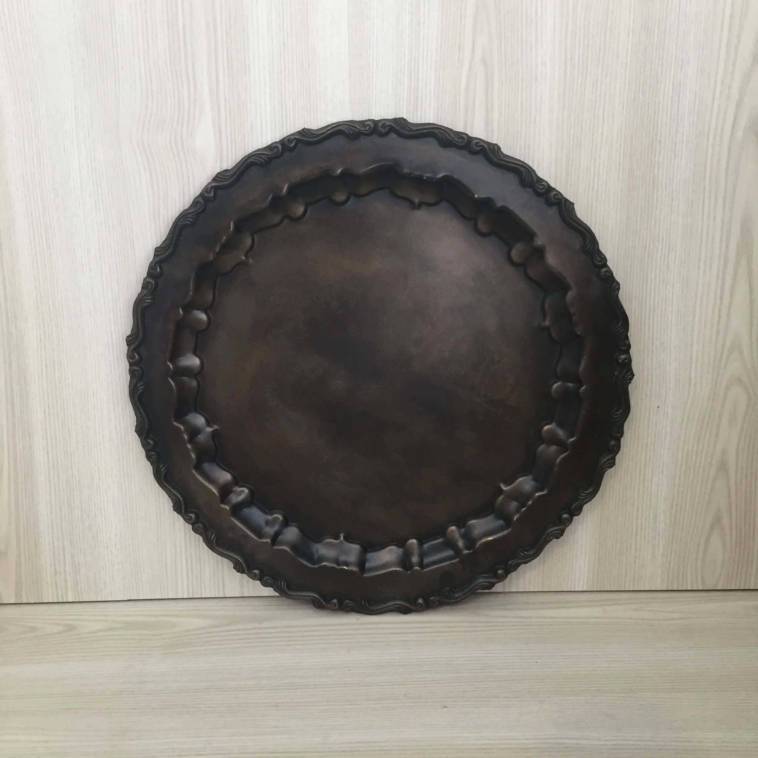 Antiqued Round Brass Tray - Large