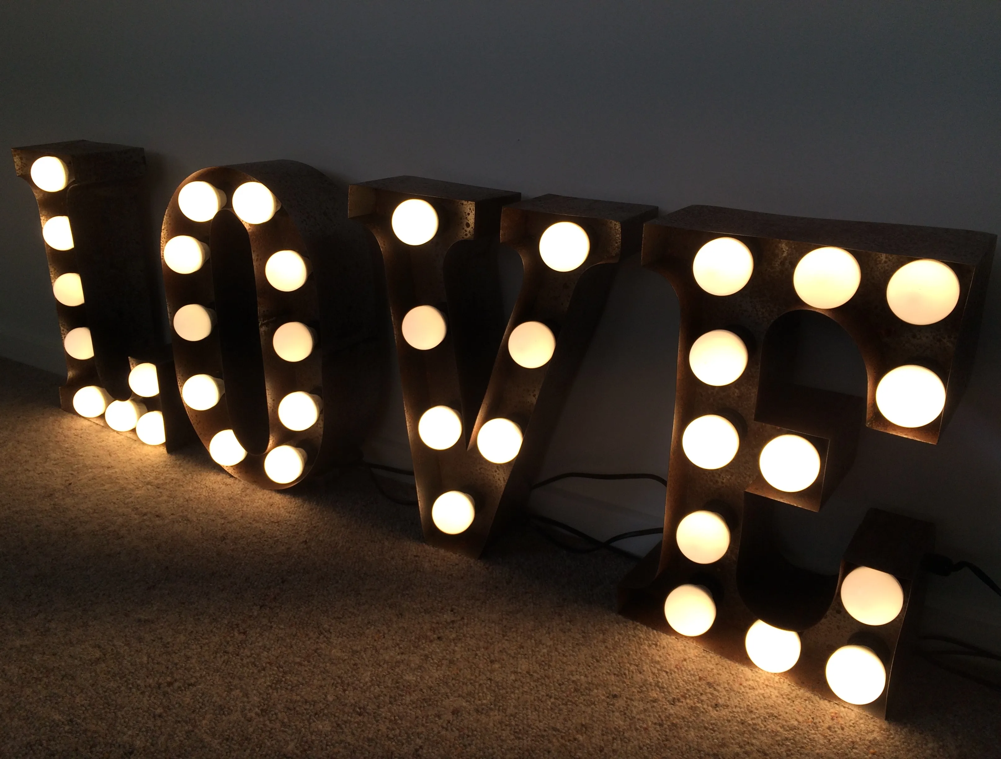 LOVE Marquee Letter Lights - Rusted finish