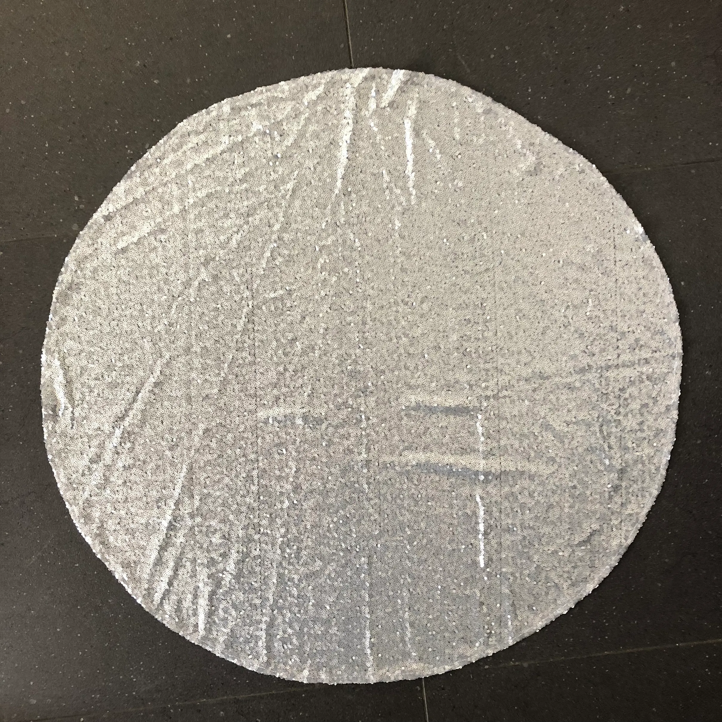 Round Sequin Table Runner Centre - Matte Silver