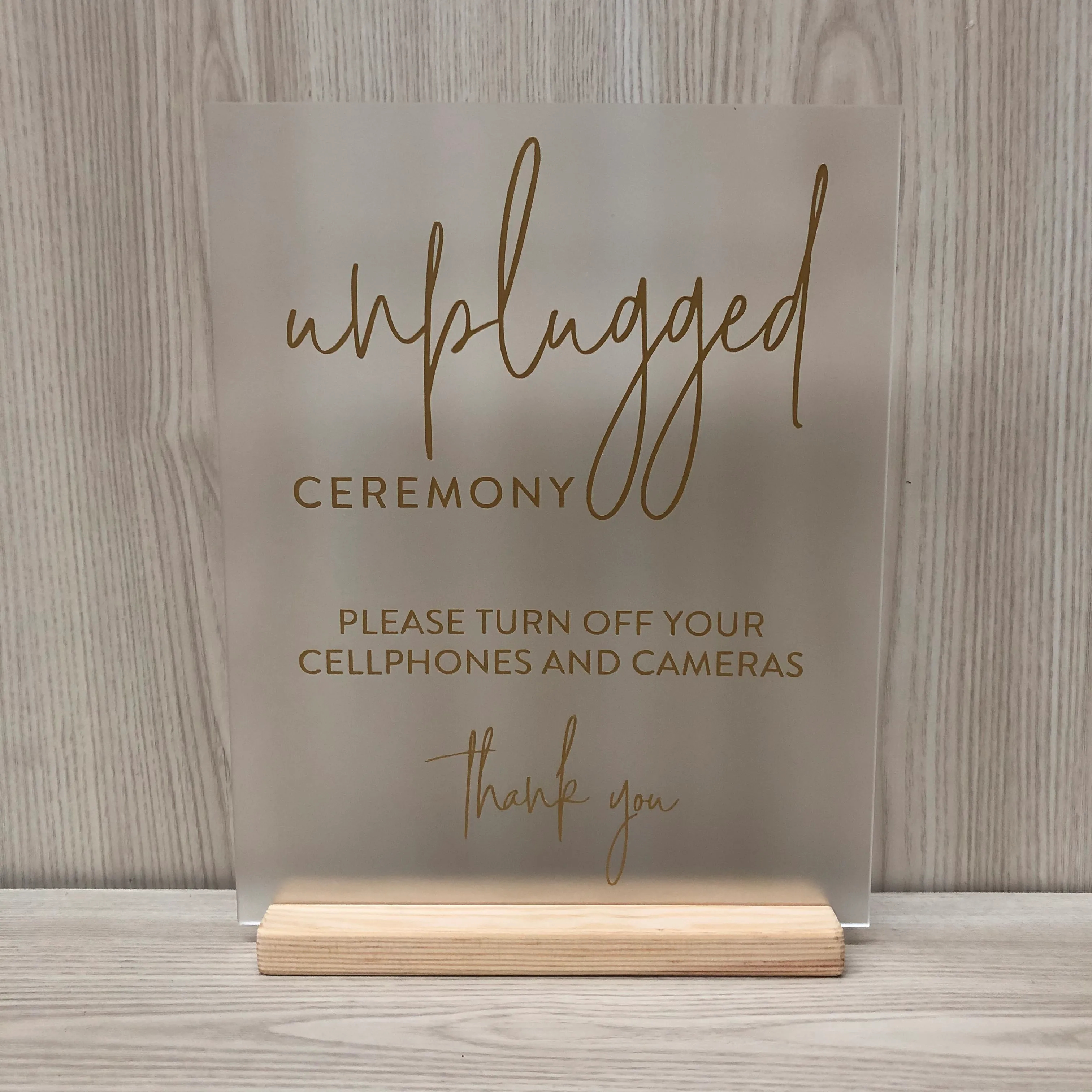 Willa Acrylic Unplugged Ceremony Sign - Frosted/Gold