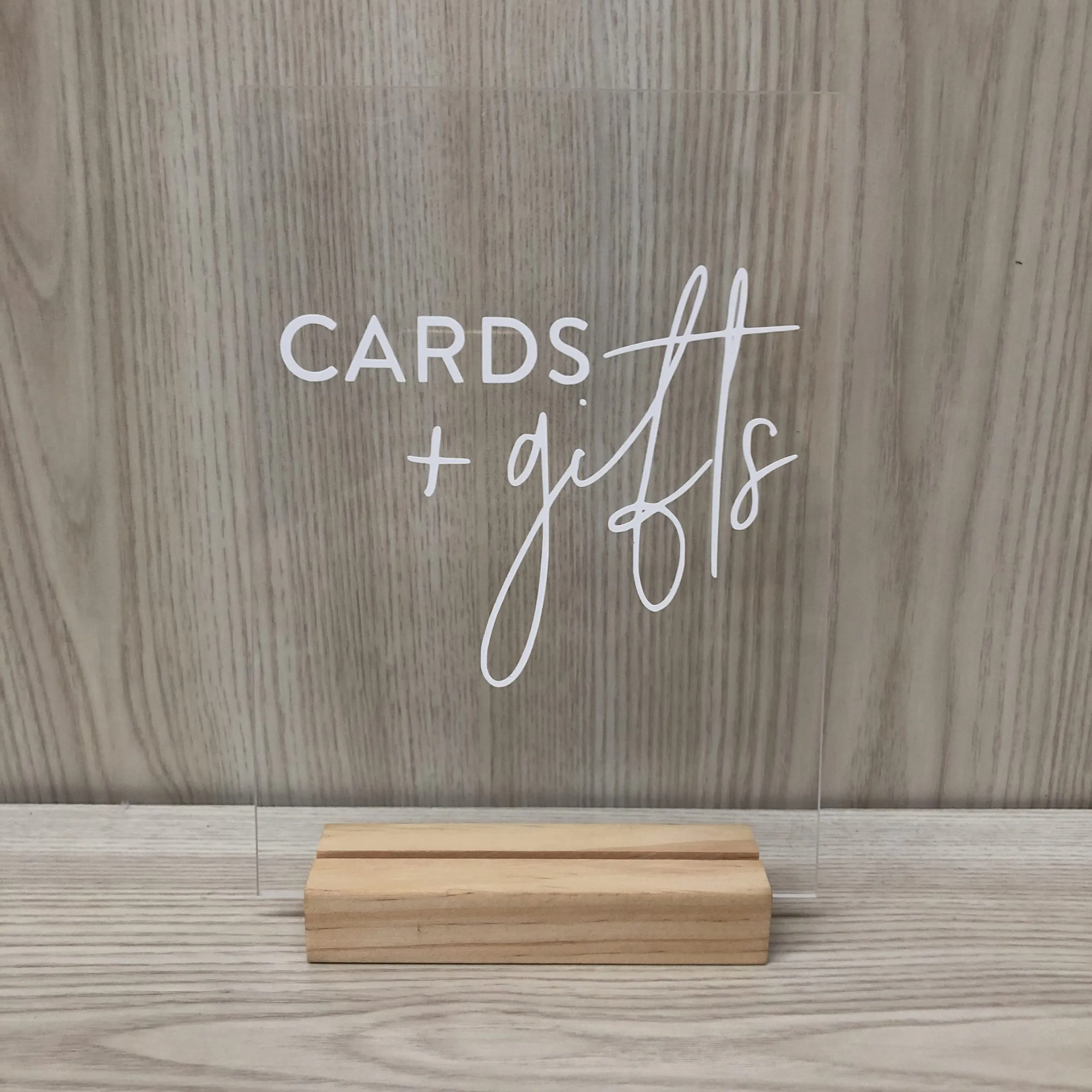 Willa Acrylic Cards & Gifts Sign - Clear/White