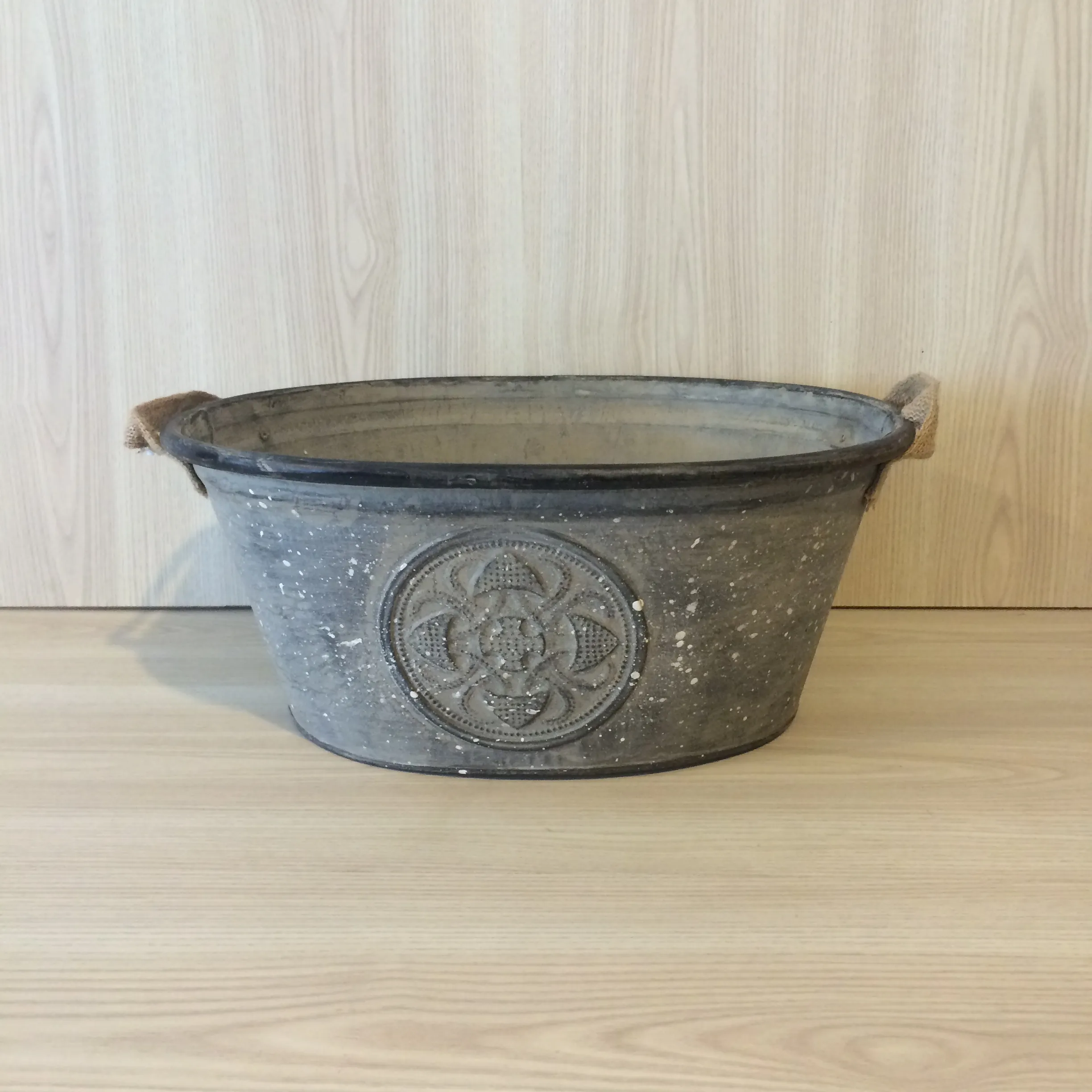 Rustic Tin Oval Bucket