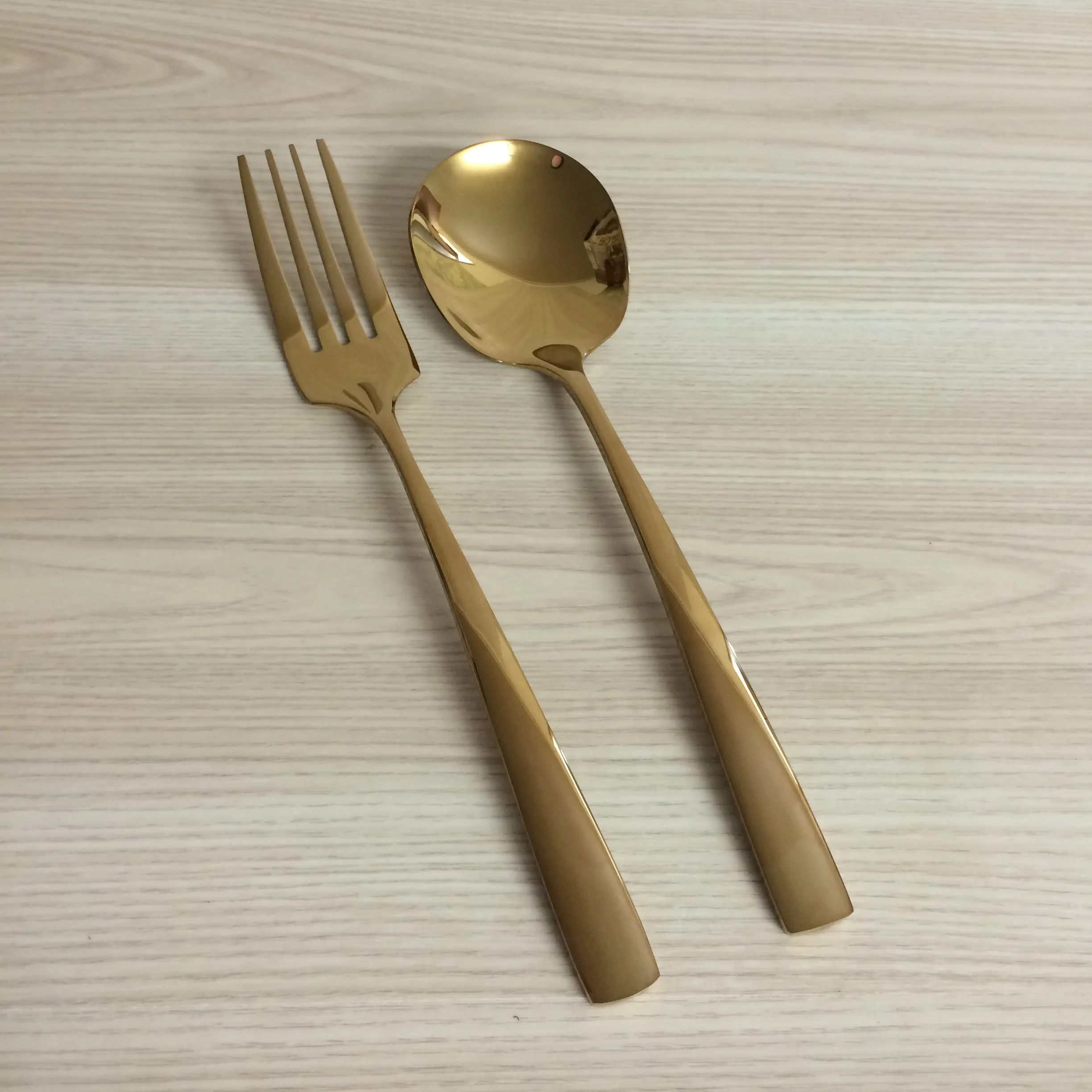 Antique Gold Cutlery - Serving Fork and Spoon
