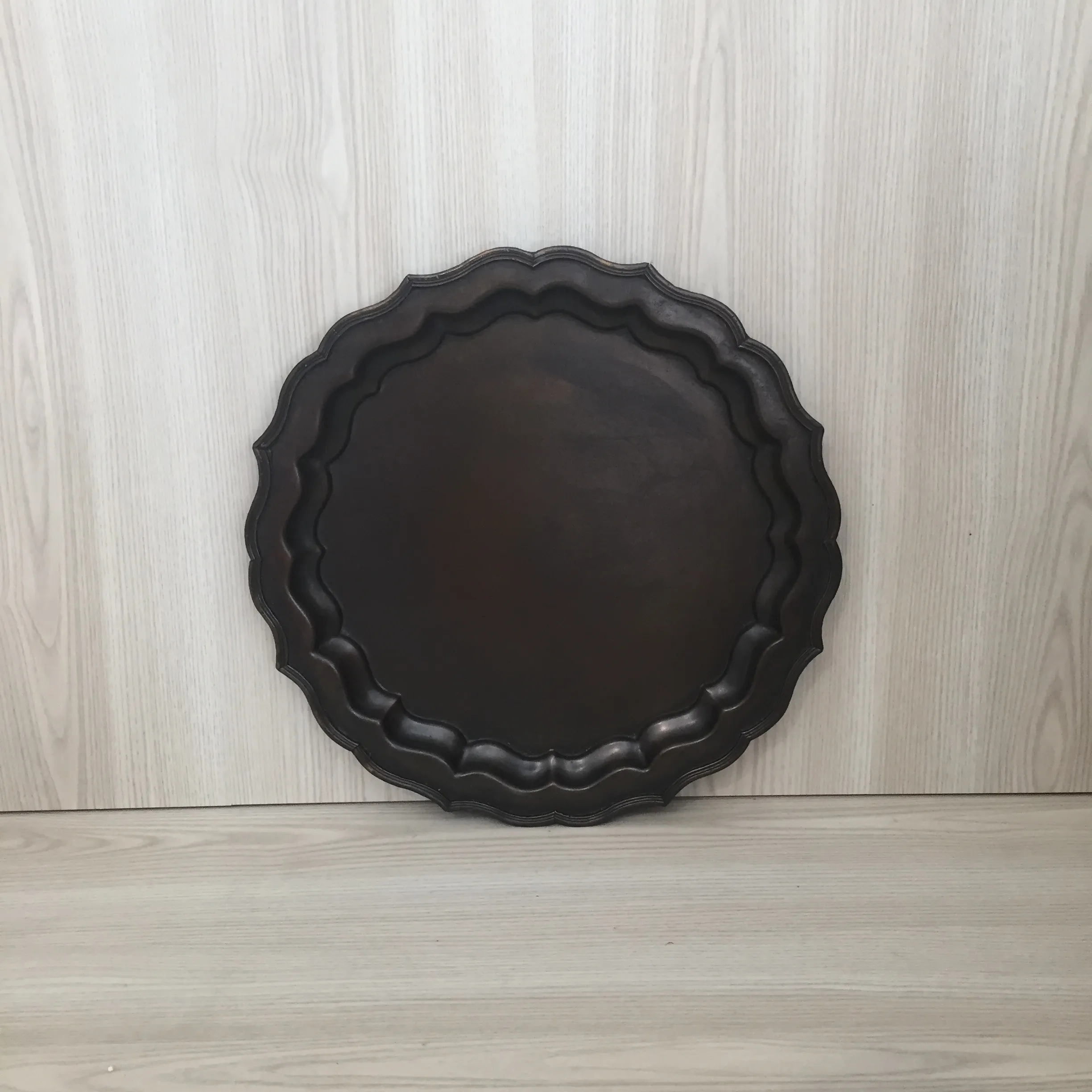 Antiqued Round Brass Tray - Small