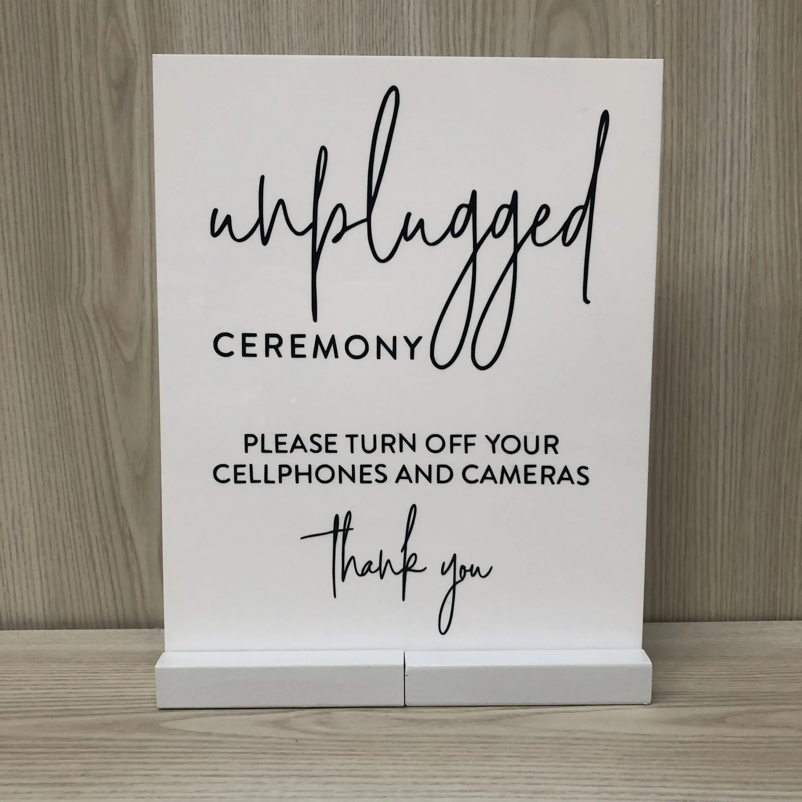 Willa Acrylic Unplugged Ceremony Sign - White/Black