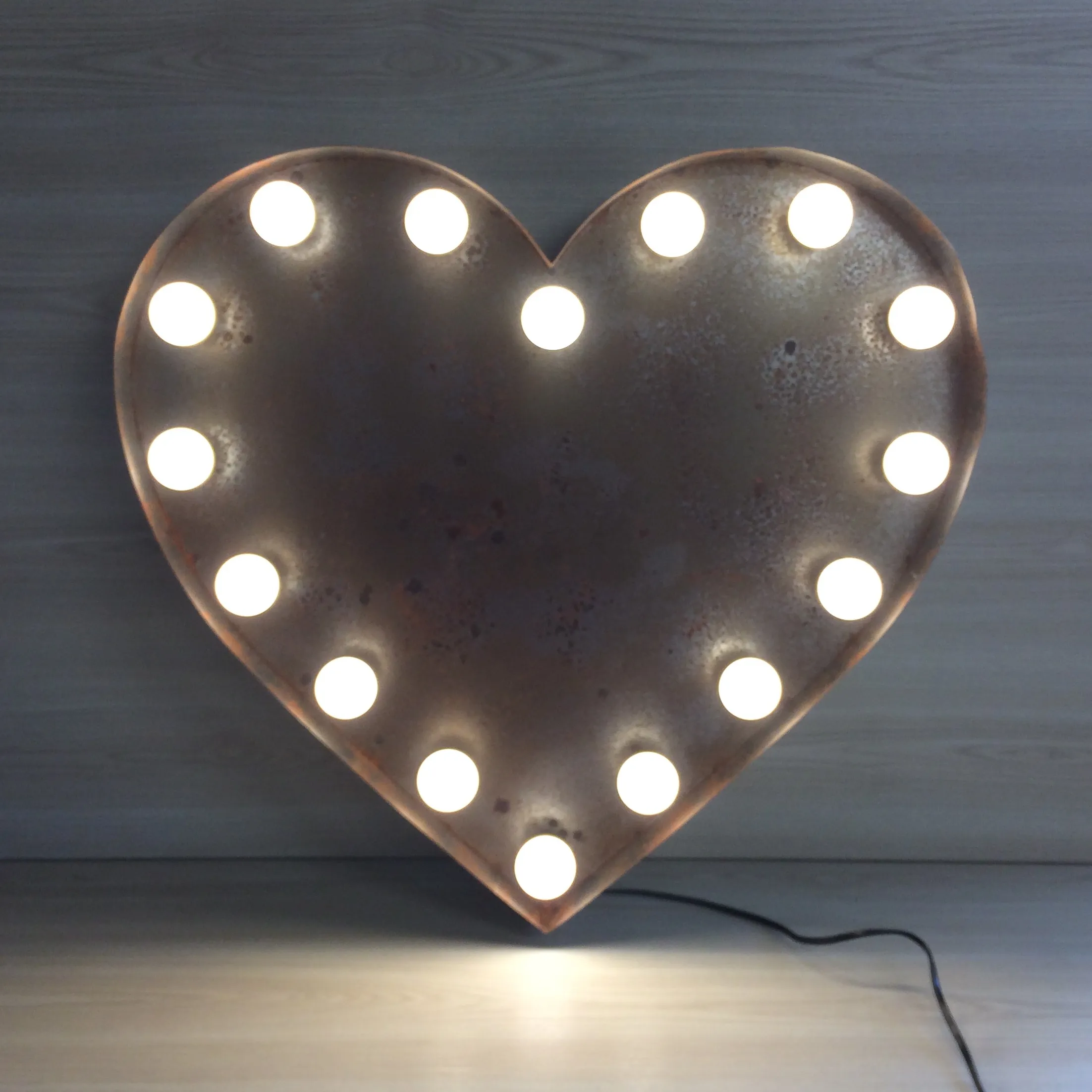 Heart Marquee Light - Rusted 60cmH