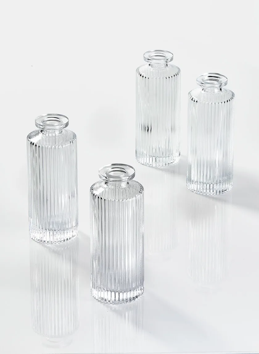 Pleated Clear Glass Bud Vase