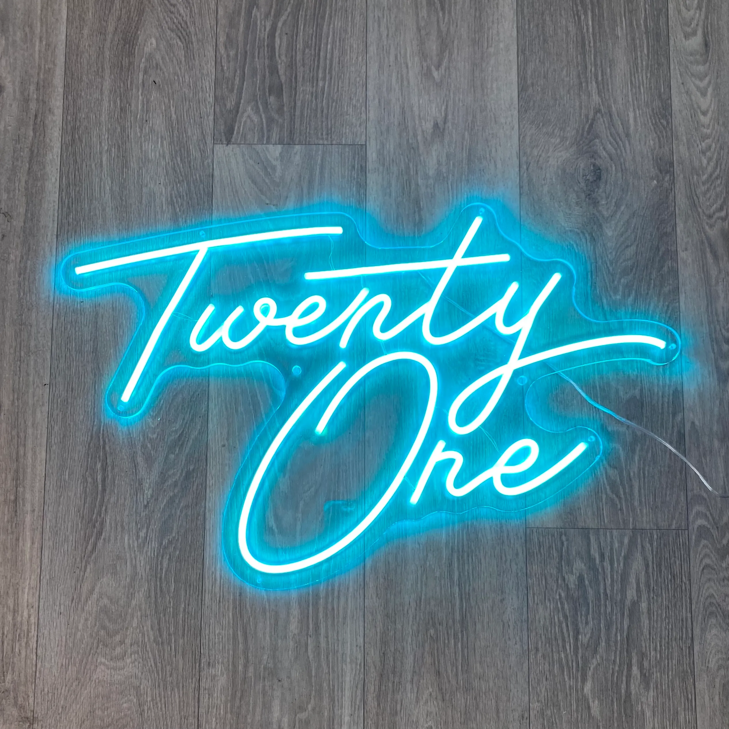 Twenty One Neon Sign - Ice Blue