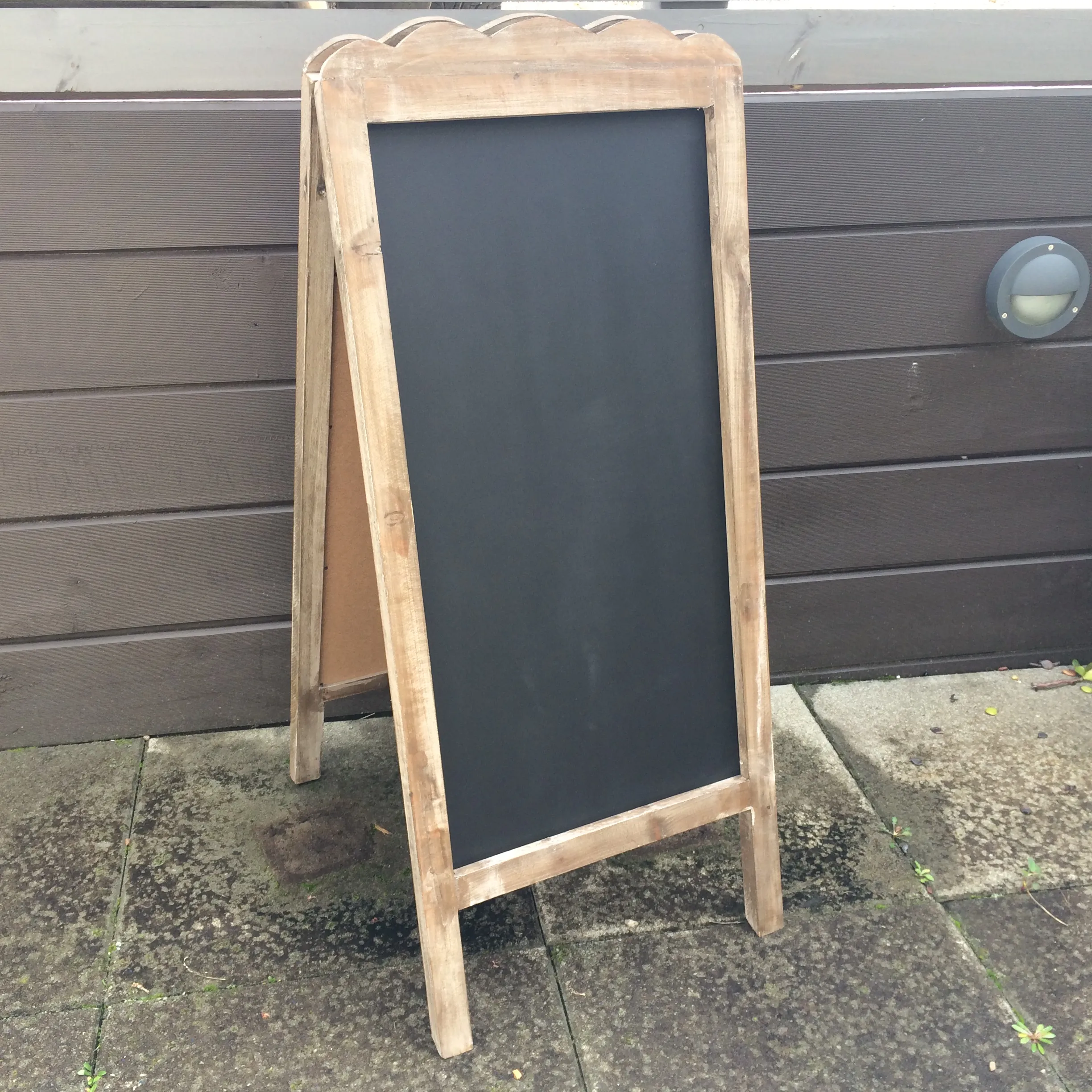 Scallop Top Wooden Double Sided Chalkboard - Natural