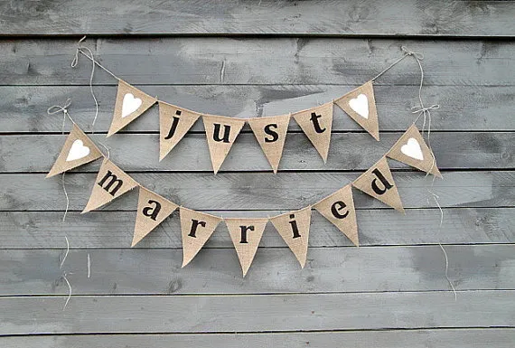 Just Married Burlap Bunting