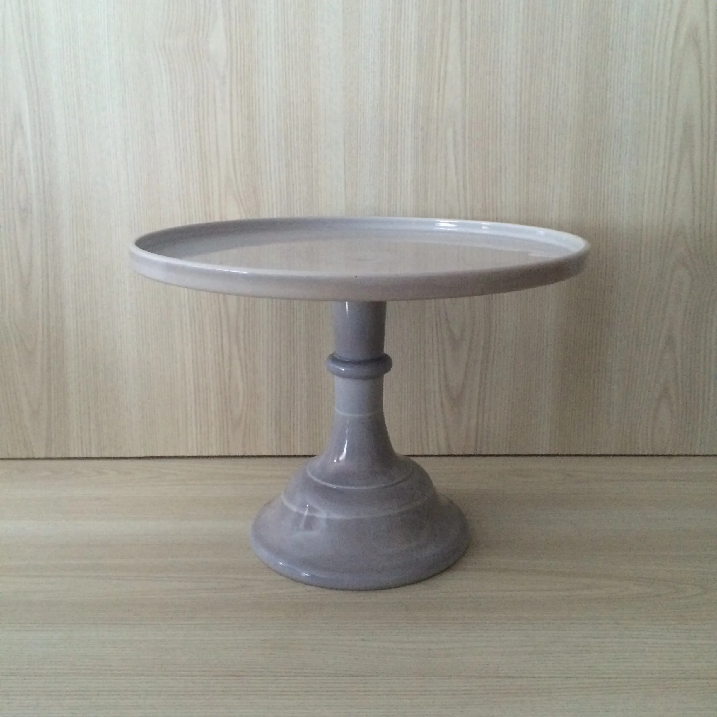 Milk Glass Pedestal Cake Stand Grey Marble - Large