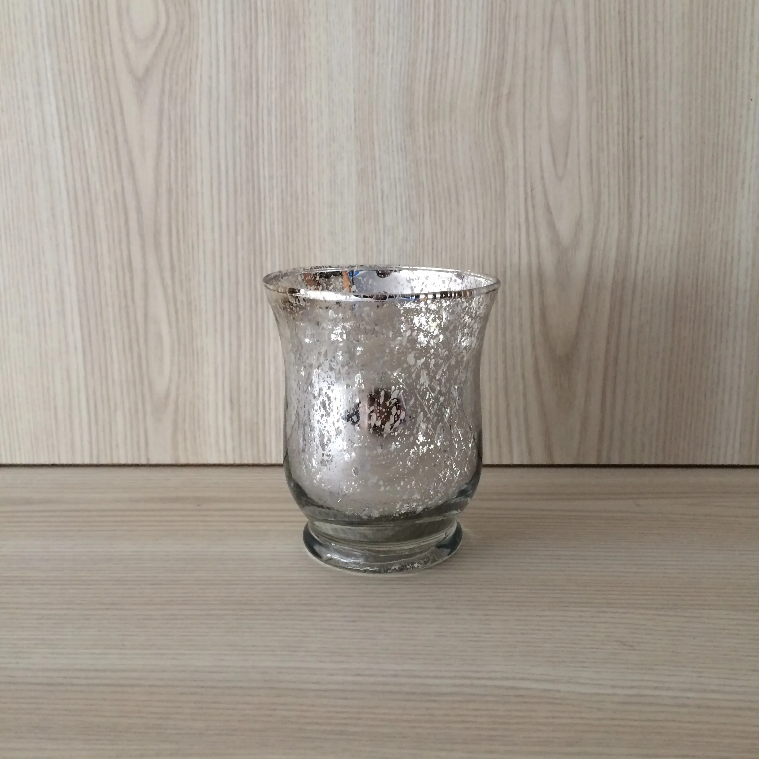 Mercury Glass Hurricane Lamp Small - Silver