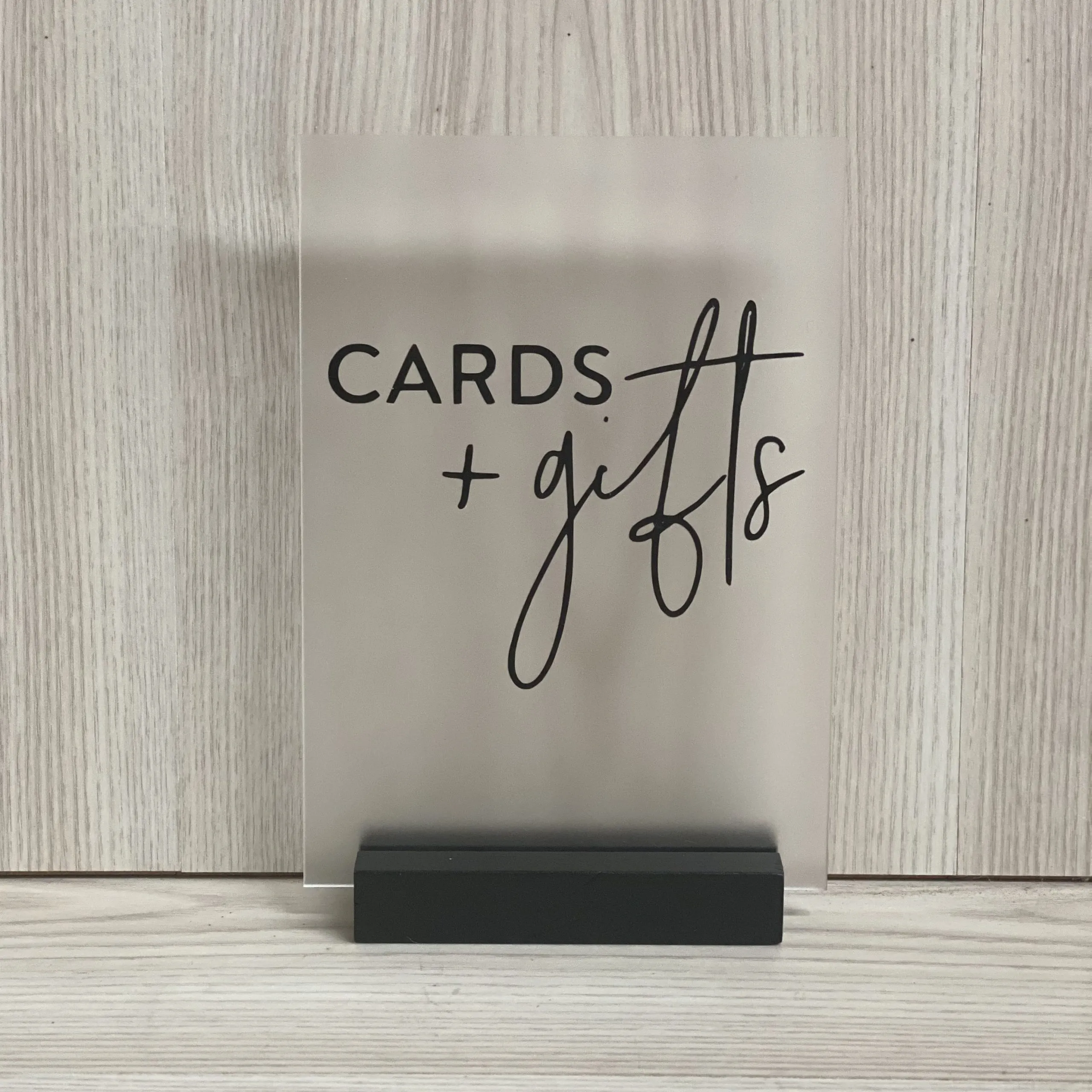 Willa Acrylic Cards & Gifts Sign - Frosted/Black