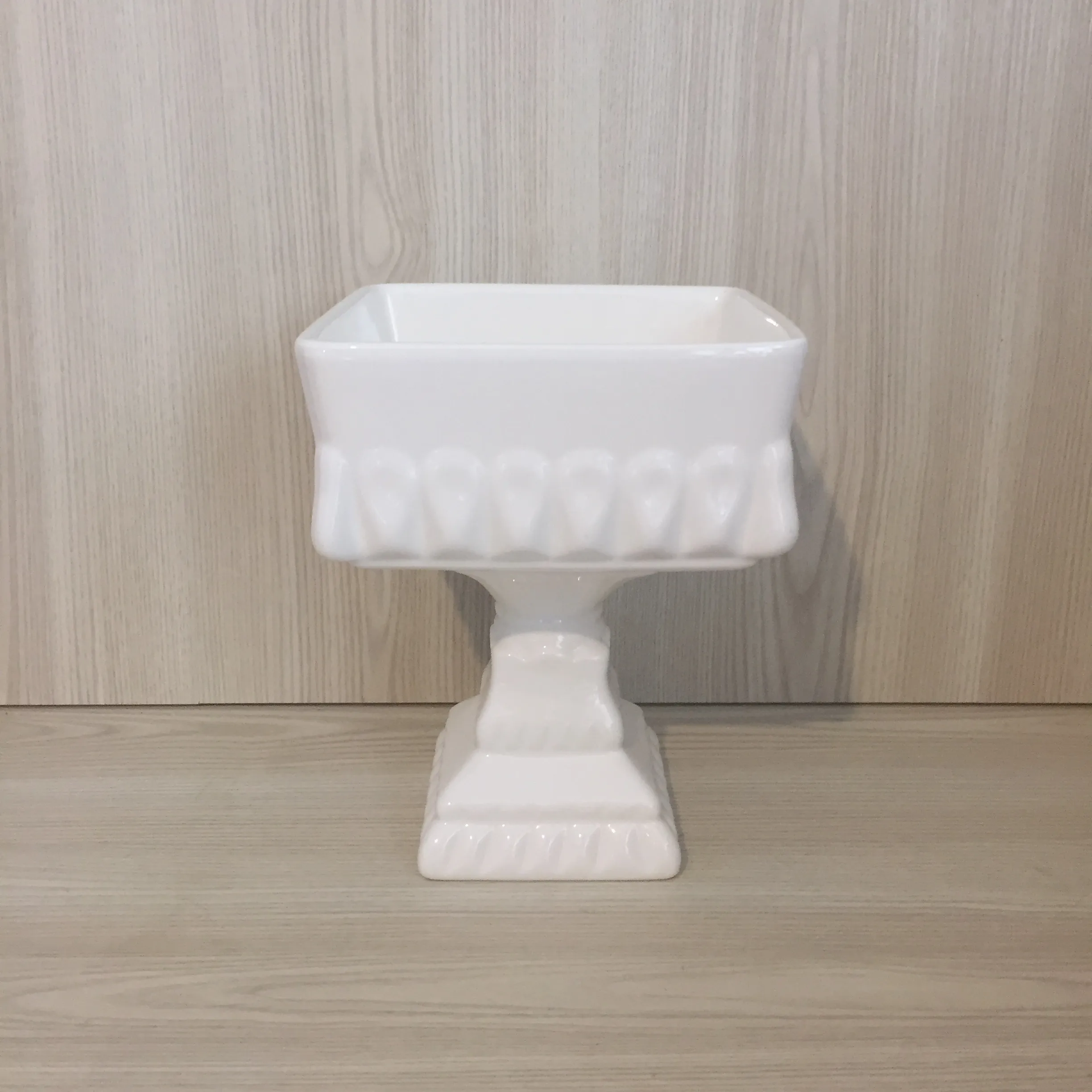 Square Pedestal Bowl - White