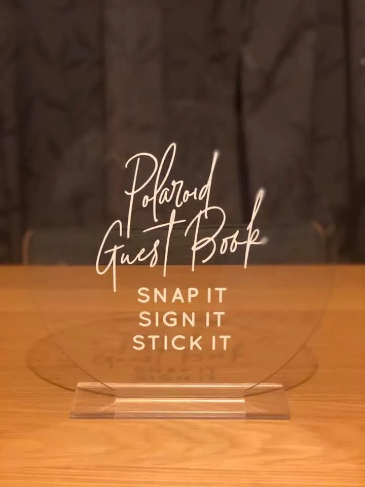 Round Acrylic Polaroid Guestbook Sign - Clear
