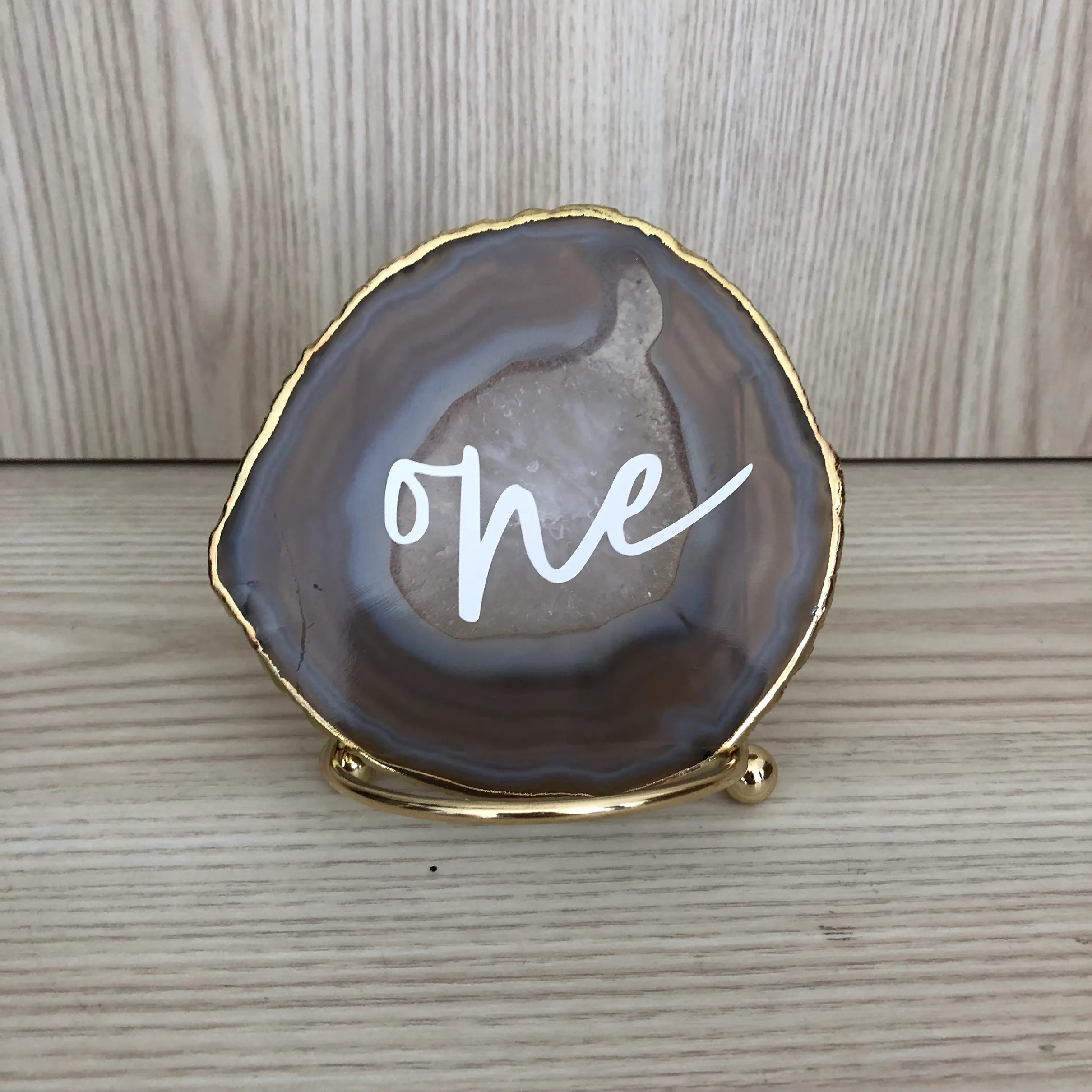 Agate Slice Table Numbers - Grey