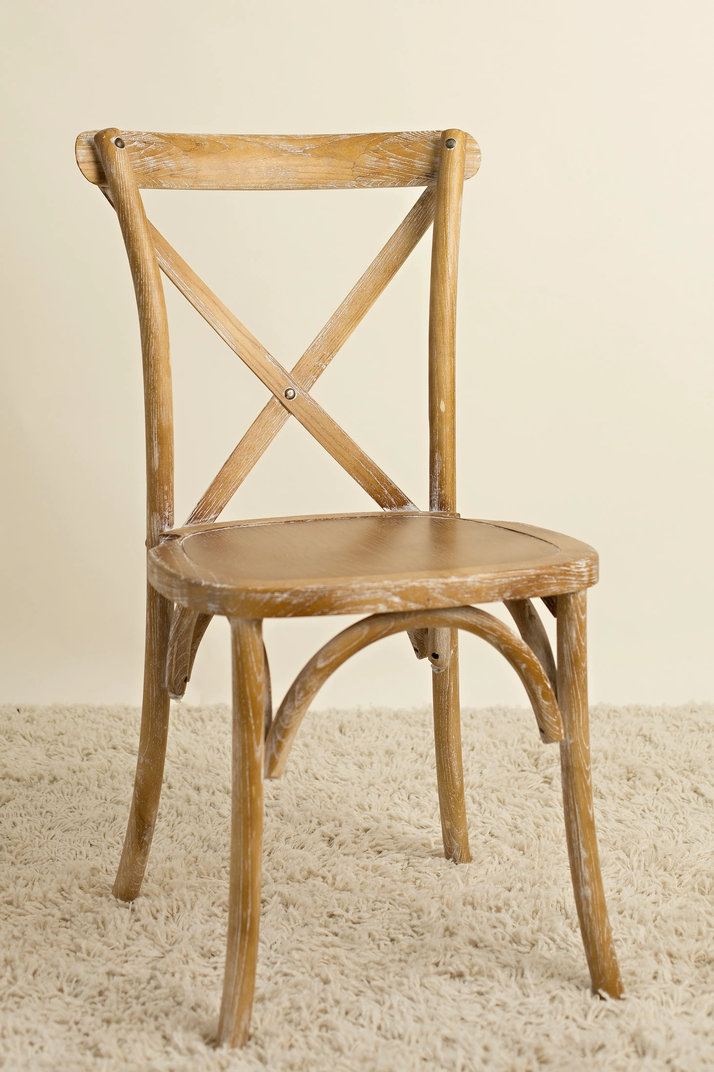 Wooden Cross Back Chair - Whitewash