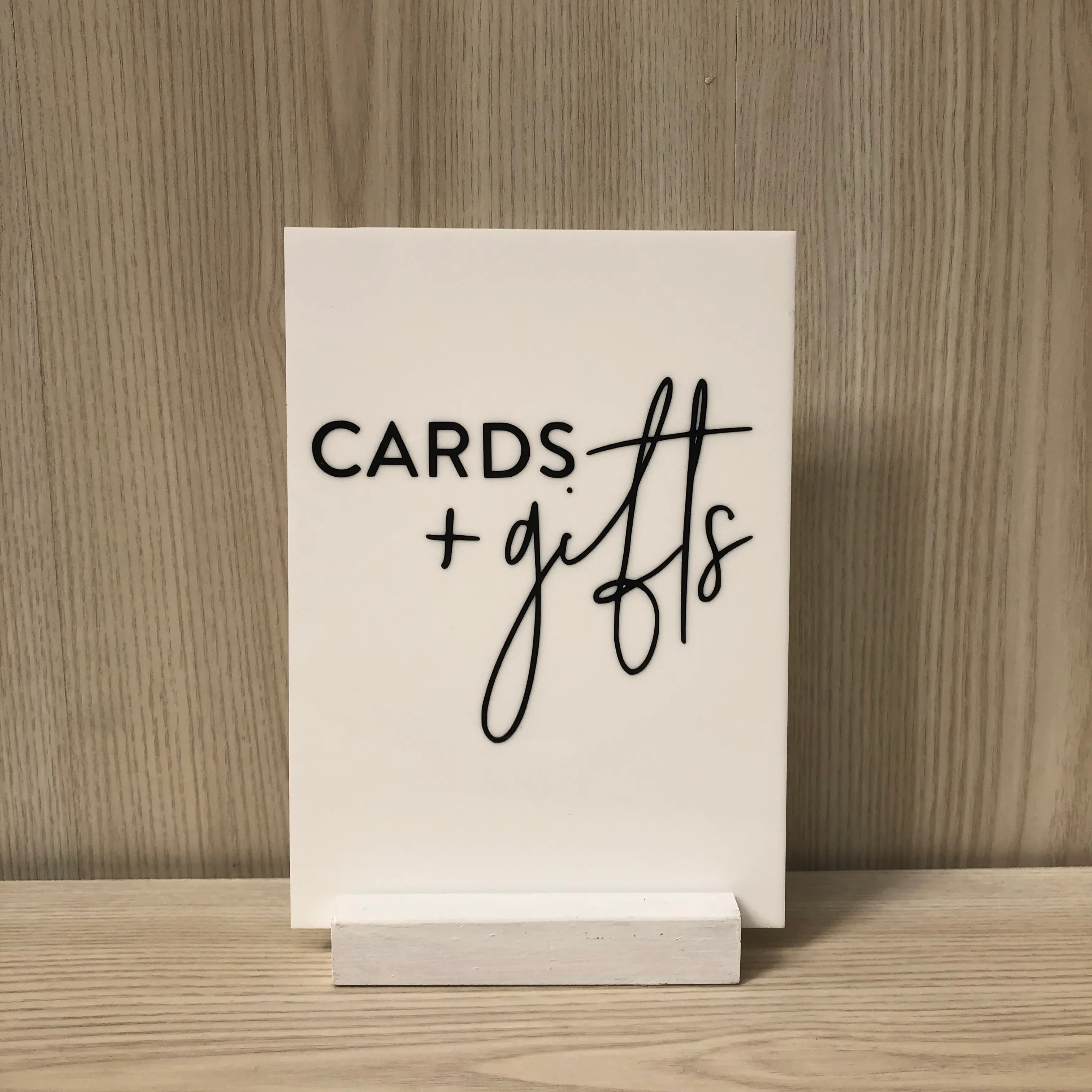 Willa Acrylic Cards & Gifts Sign - White/Black